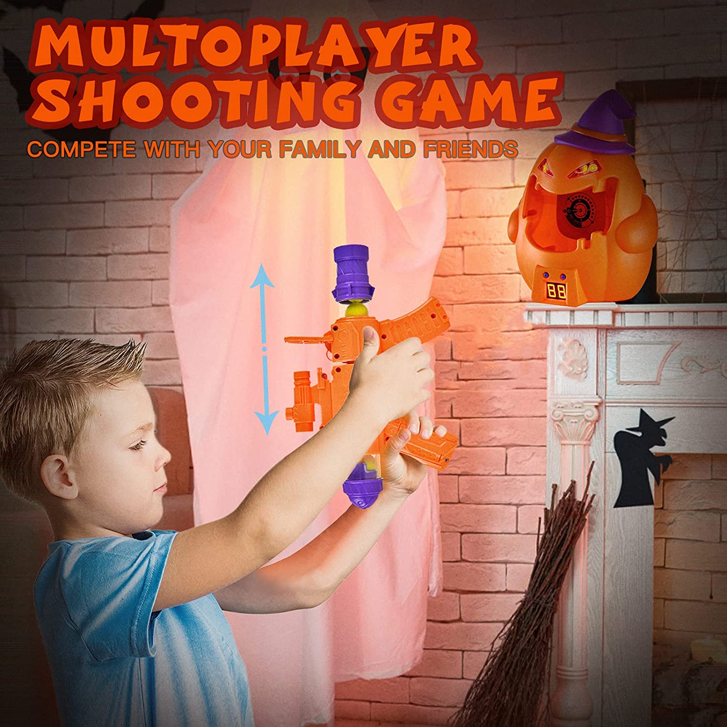 Halloween Shooting Game, Pumpkin Score Glowing Display Reset Button No.3597 (without batteries)