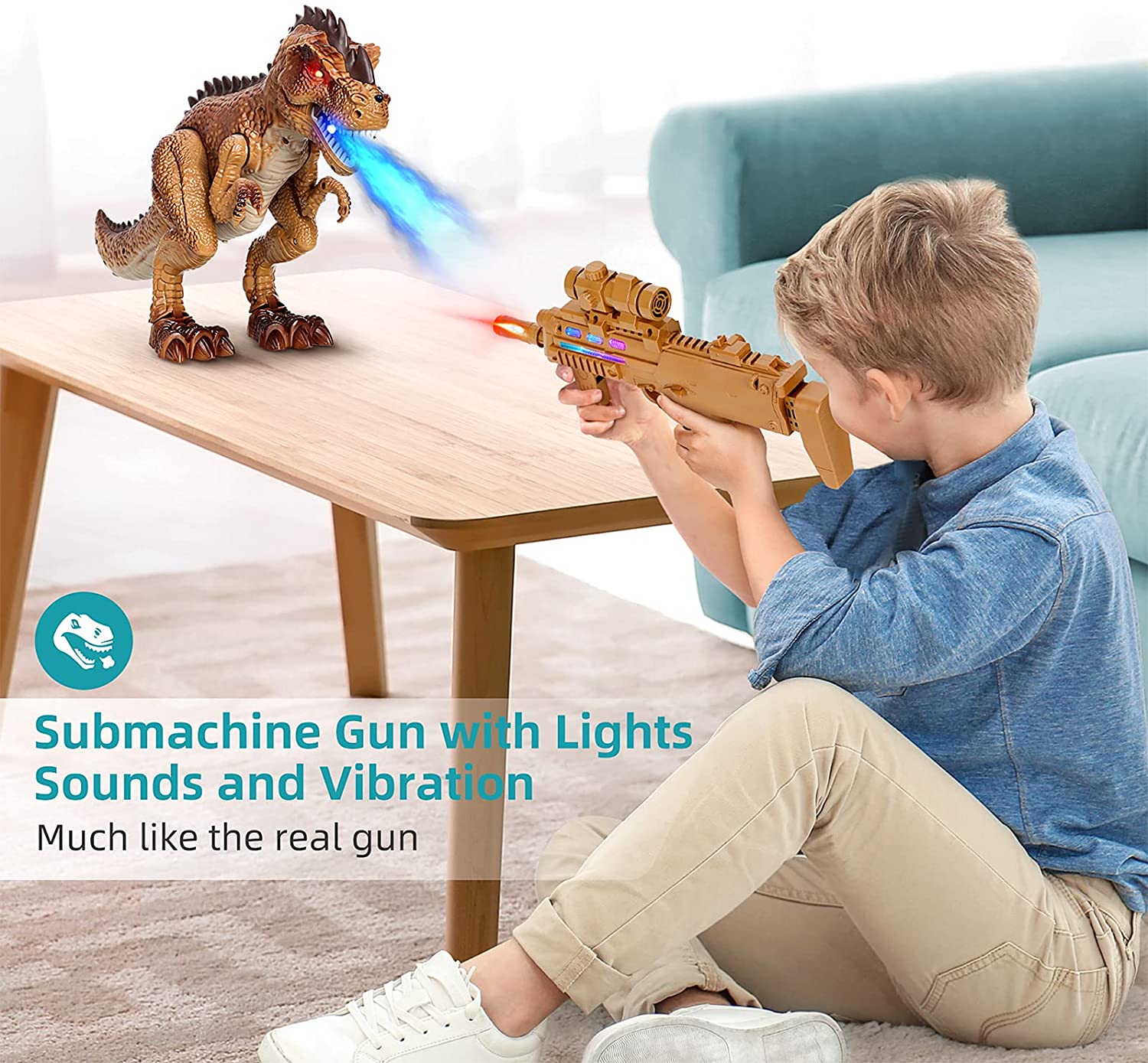 Lights and Sounds Dinosaur Machine Gun with Tripod 