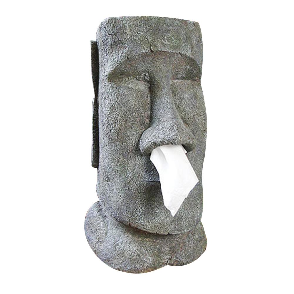 Antique Tissue Box Moai Stone Man Tissue Holders Stone Tissue Box