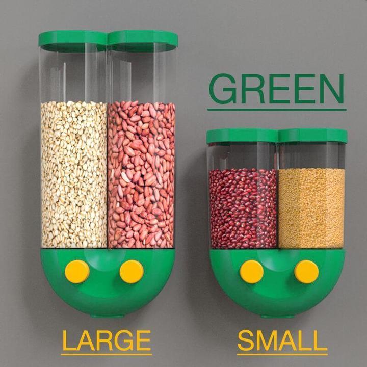Push Button Wall Mounted Grain Storage Tank for Kitchen Cerel Dispenser Double Large