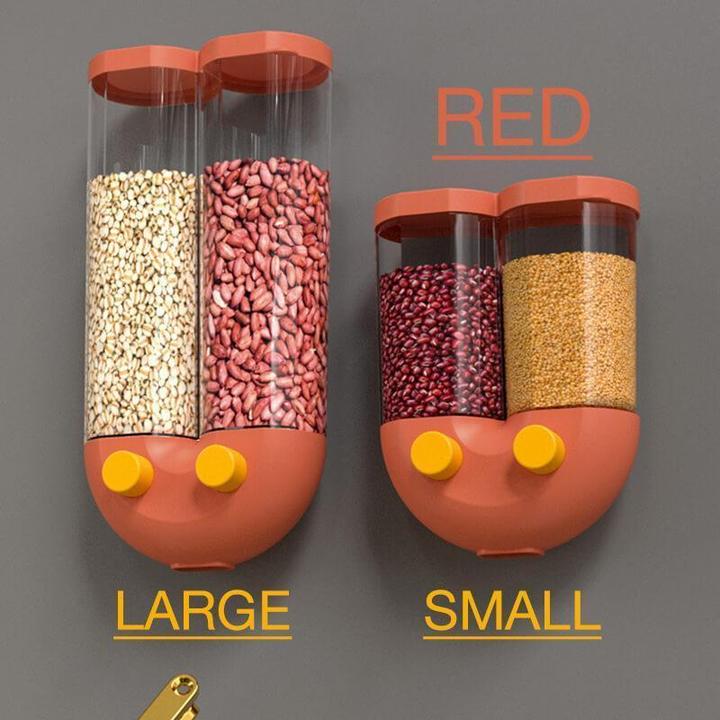 Push Button Wall Mounted Grain Storage Tank for Kitchen Cerel Dispenser Double Large