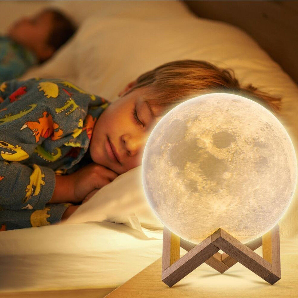 3D Moon Lamp, Moon Night Light with Stand &amp; Remote&amp;Touch Control and USB Rechargeable, 16 LED Colors, Moon Light for Birthday Family Couple Baby Teen