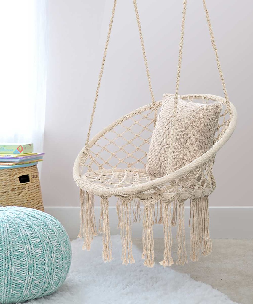 Indoor Outdoor Hammock Chair Cotton Single Garden Swing Portable Hanging Chair Max Load 330lbs