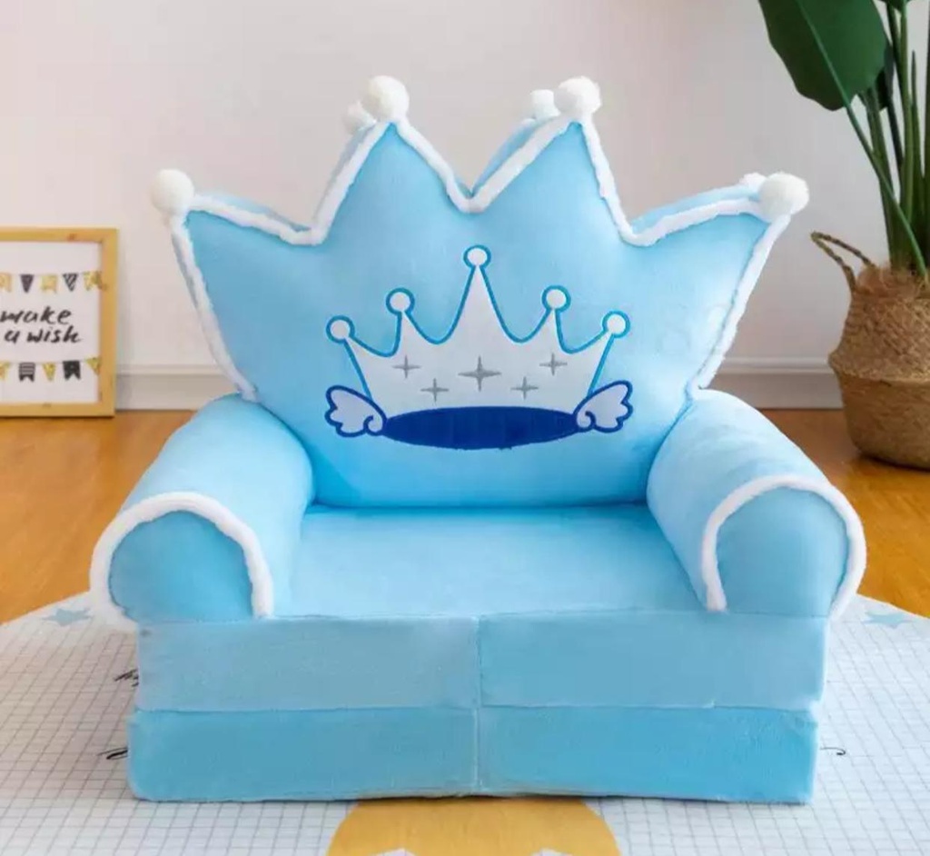 MAXYOYO Prince and Princess Imperial Crown Plush Bean Bag,Pink Blue Chair Seat for Children,Cartoon Tatami Chairs,Birthday Gifts for Boys and Girls