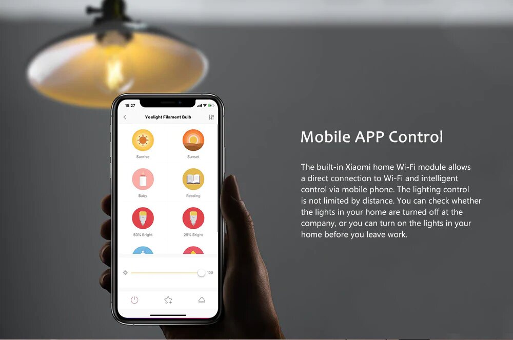 Yeelight YLDP12YL 6W Smart LED Filament Light Bulb Voice APP Control for Home Use