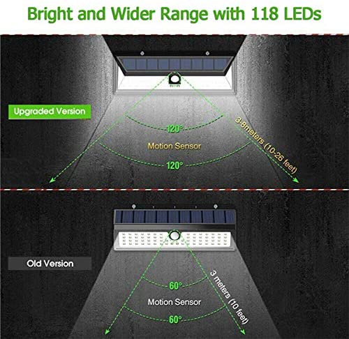 Super Bright Pir Solar Motion Sensor LightOutdoor Wireless Security Light for Garden Residential
