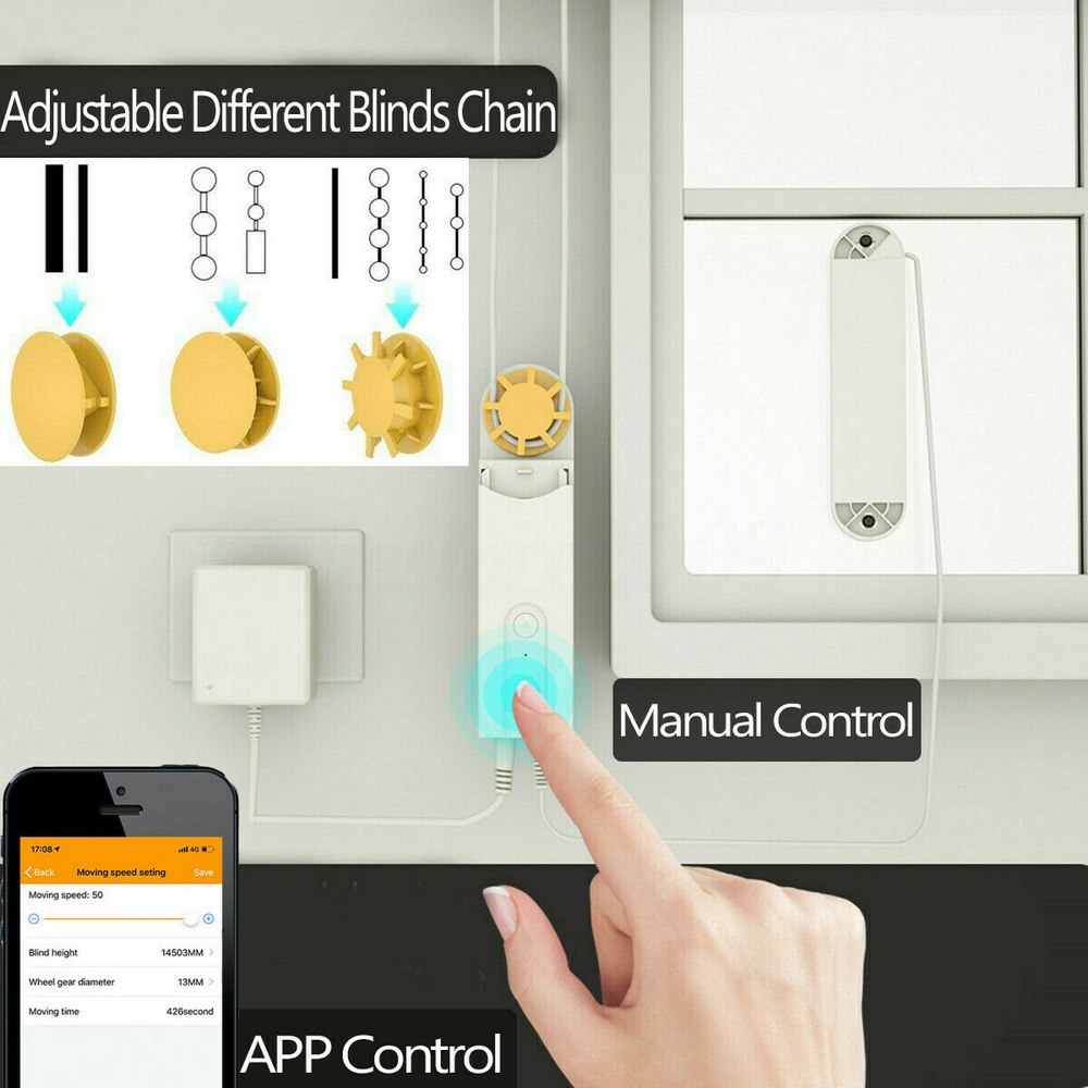 ROHS AM43 Smart App Control Automatic Chain Blinds Drive Motor for Shades and Curtains