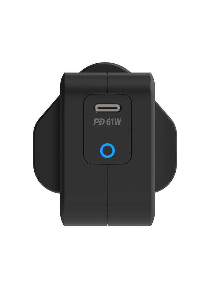 Powerology 61W Ultra-Compact  PD GAN Charger - Black P61PDWUKCBK