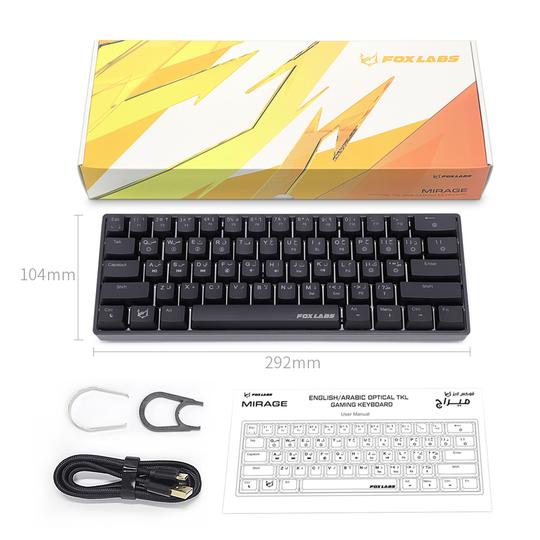 FoxLabs Mirage 60% Gaming Keyboard Arabic and English Optical switches