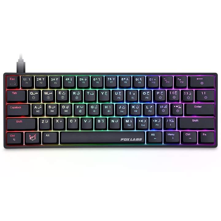 FoxLabs Mirage 60% Gaming Keyboard Arabic and English Optical switches