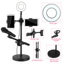 Professional LED Lighting Ring 16cm With Telephone And Microphone Stand 4 In 1 Professional Live Voice Stream