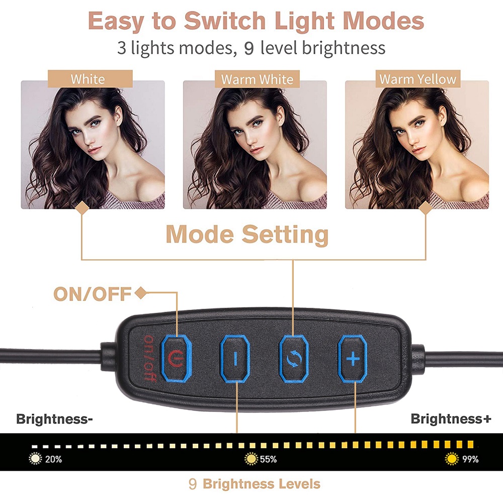 Professional LED Lighting Ring 16cm With Telephone And Microphone Stand 4 In 1 Professional Live Voice Stream