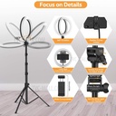 WONEW ZJ08 10-inch LED Ring Light Photography Live Broadcast Ring Lamp with Tripod Stand