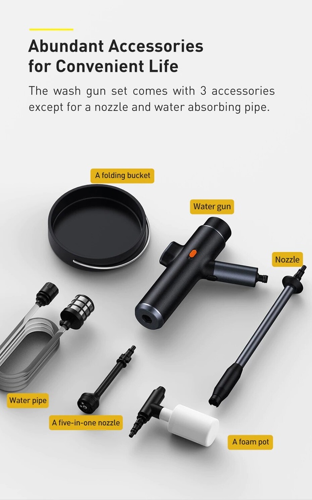 Baseus Electric Car Washer Gun High Pressure Cleaner Foam Nozzle For Auto Cleaning Care Cordless Protable Car Wash Spray |TZCRDDSQ-01|