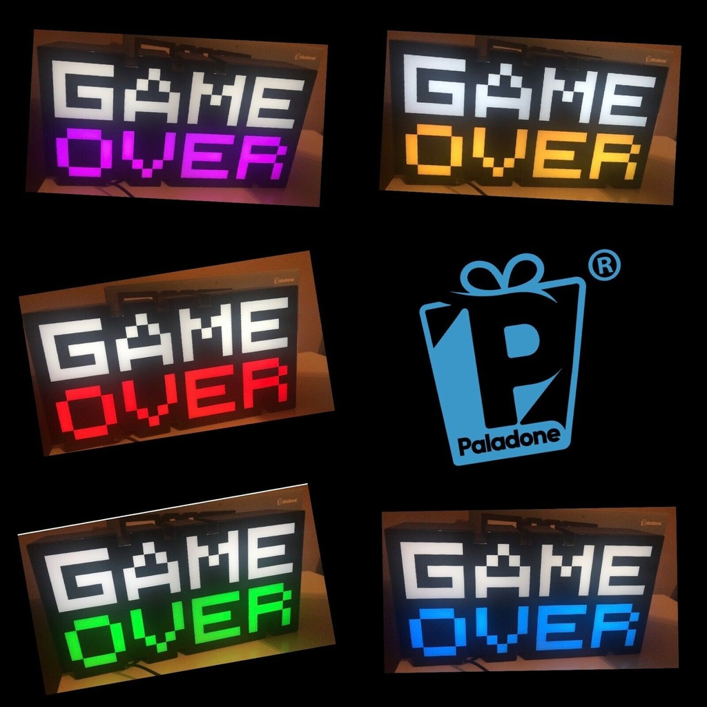 Game Over 8 Bit Light Retro Gaming Mood Lamp Color Phasing &amp; Music Reactive New