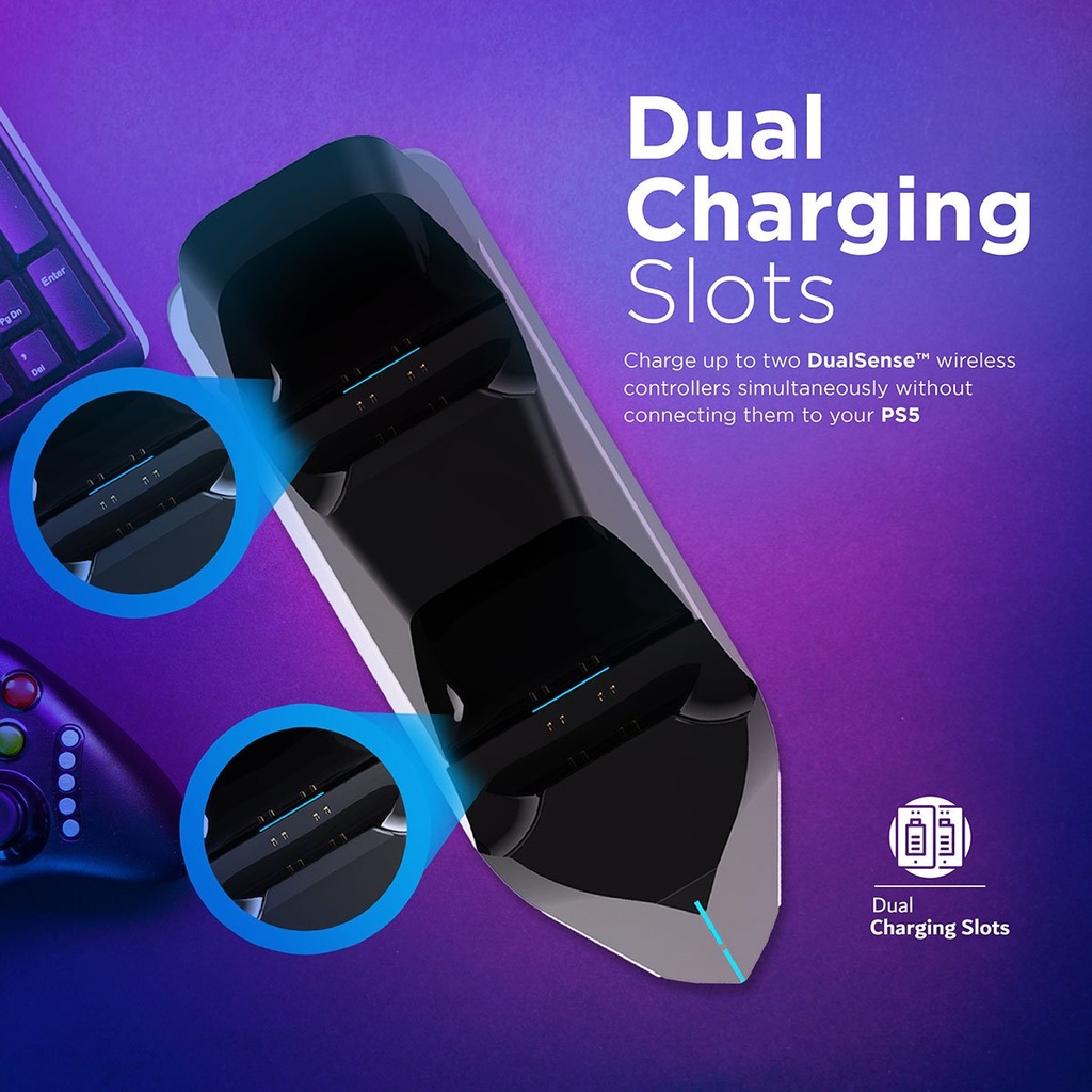 Vertux PowerBase-PS5 DualDock Charging Hub For PS5 DualSense™ Controller