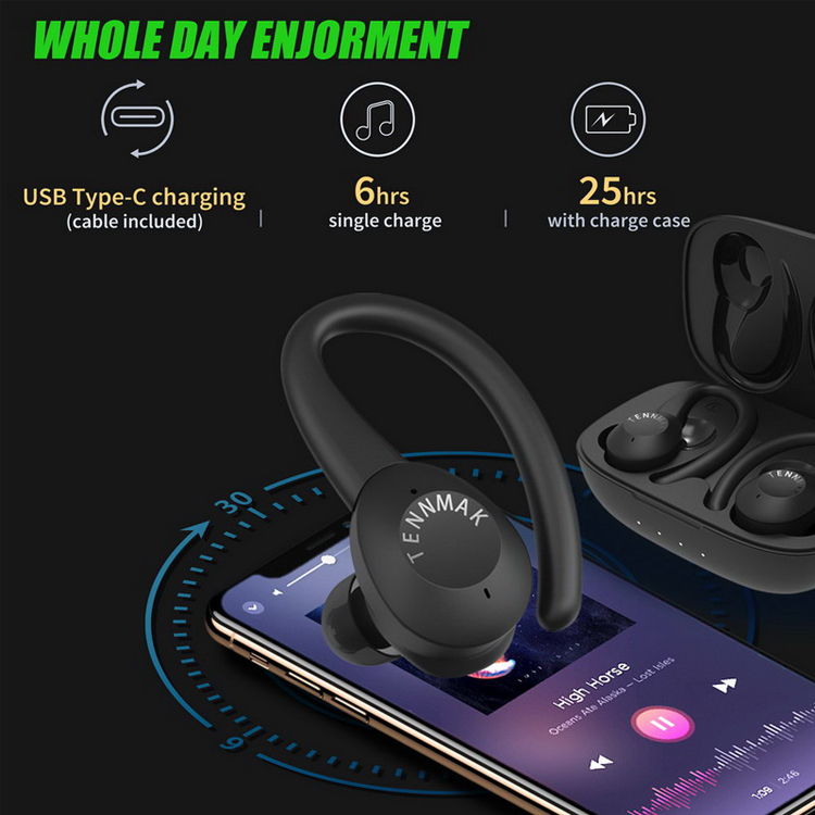 TENNMAK SMARTPRO Gaming Earbuds Wireless Earphones with Detachable Ear Hook