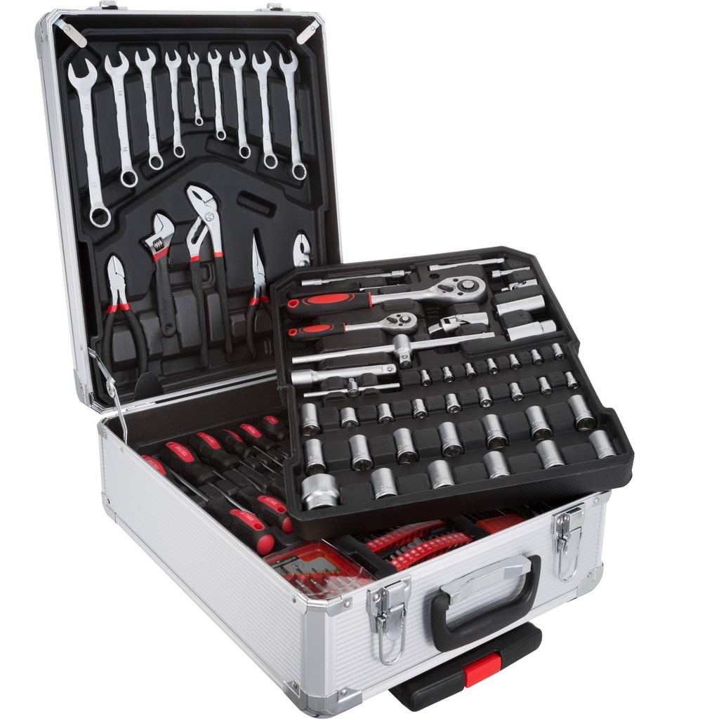 TecTake 187Pcs Aluminium Metal Tool Box Kit