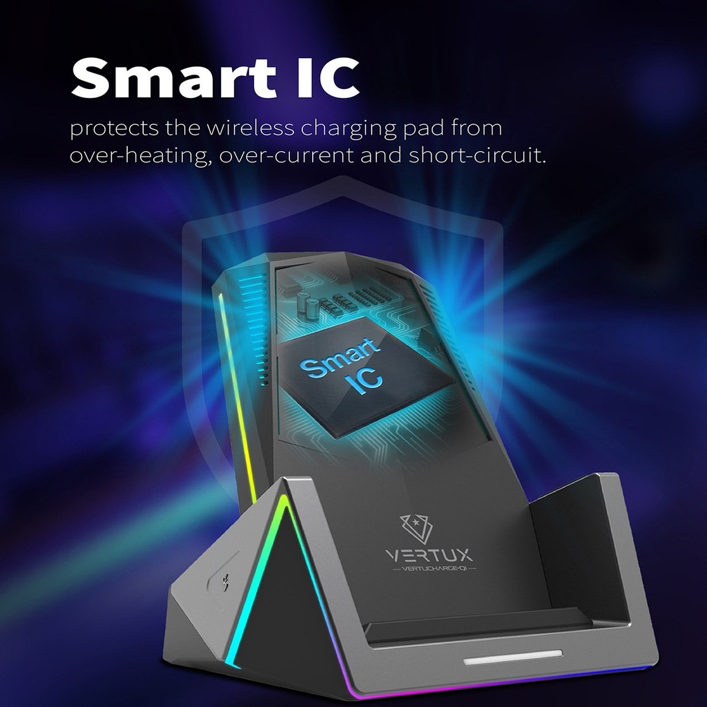VERTUX VertuCharge-Qi 15W Pro-Gaming Wireless Charging Station