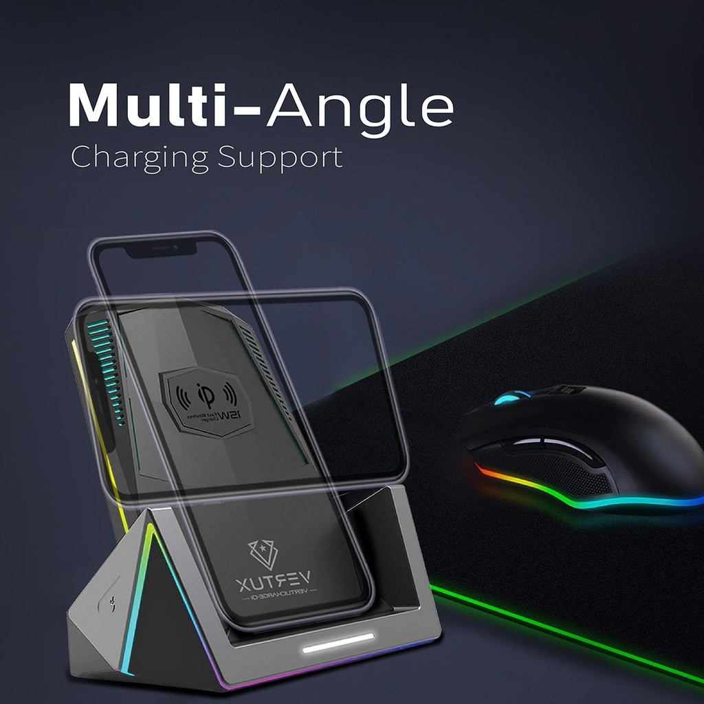 VERTUX VertuCharge-Qi 15W Pro-Gaming Wireless Charging Station