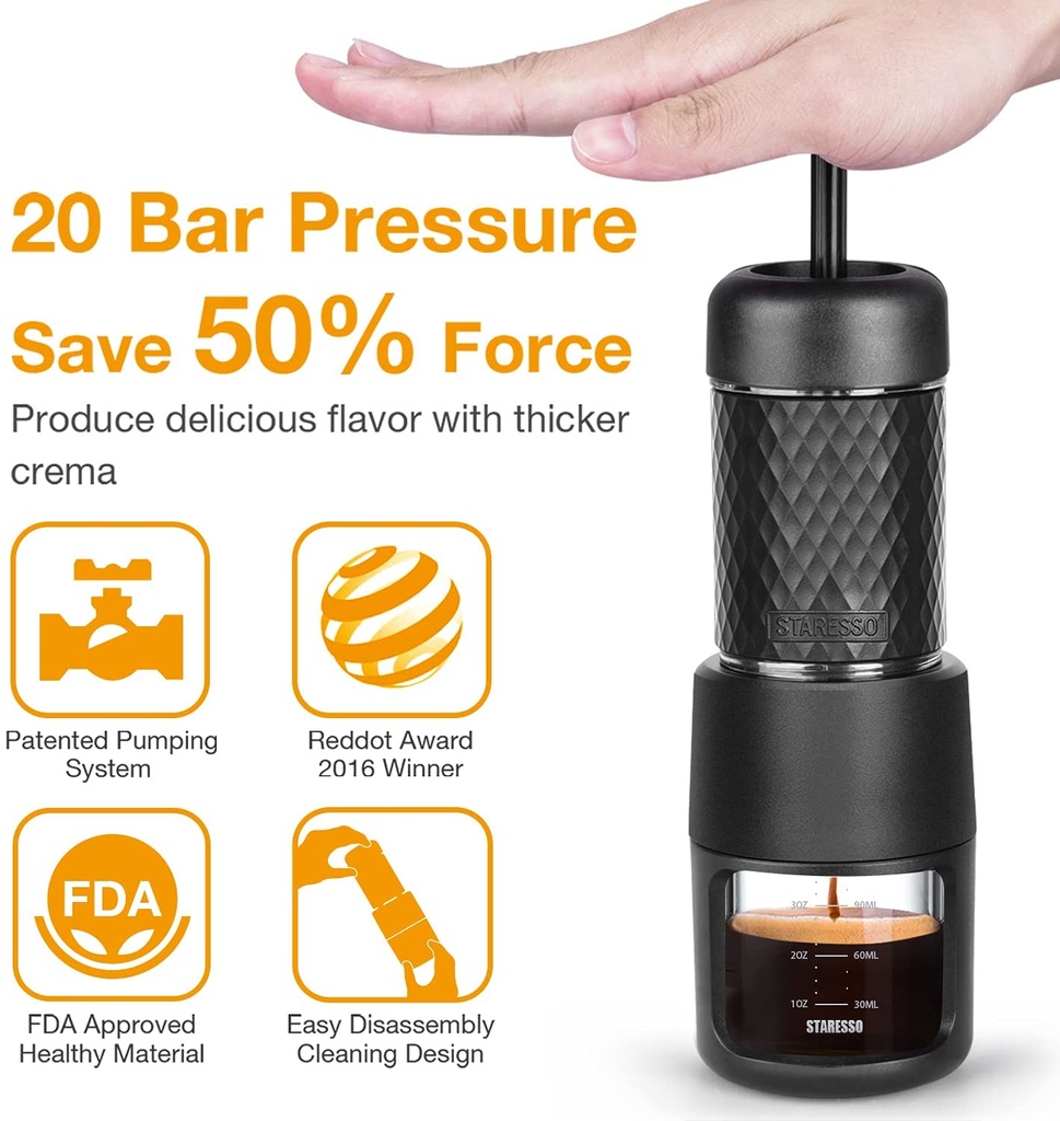 STARESSO Manual Espresso Machine Portable Coffee Maker
