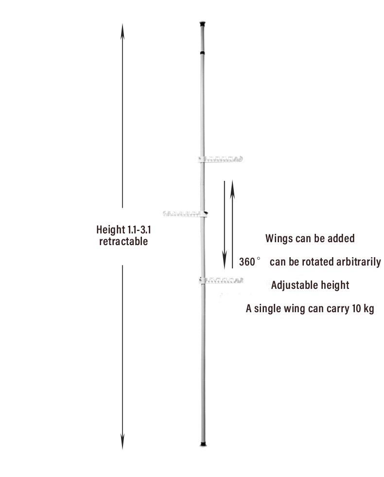Flexible Clothes Hanger One Column Consists Of 3 Irons, 3 Wings, 3 Screws, 2 Silicone bases