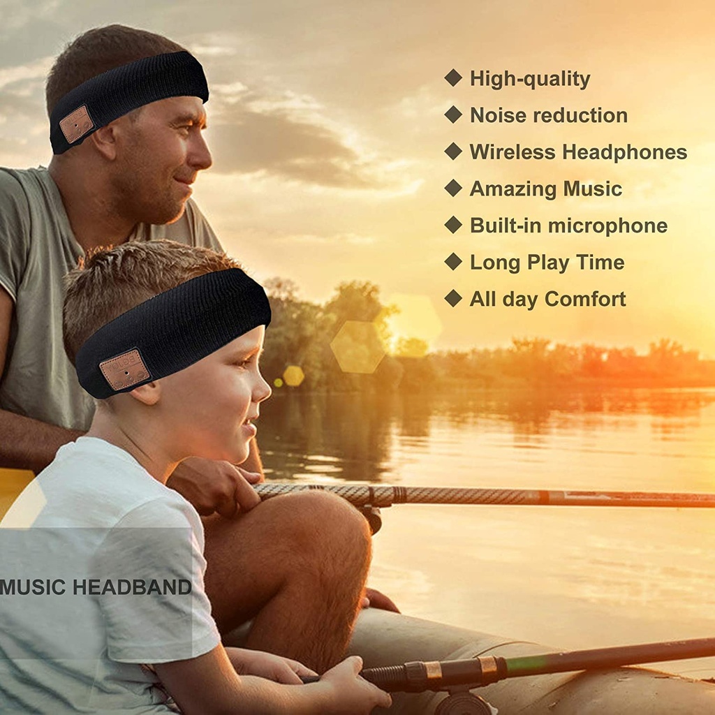 BGJOY Music Headband Sleep Headphones Sweatband with Wireless Headphone Headset Speaker Mic Handsfree Music Call Sport Headbands Earphones Headsets for Workout Running Yoga Sleeping