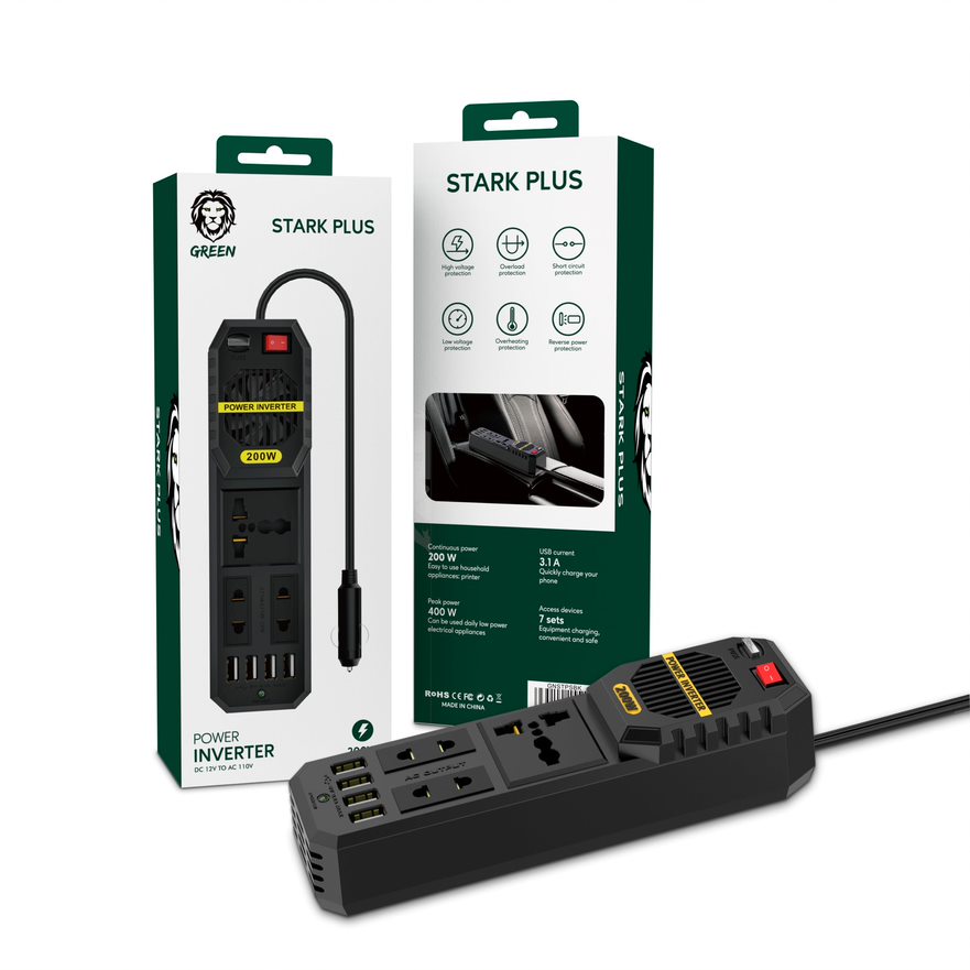 GREEN STARK PLUS POWER INVERTER 200W - GNSTPSBK