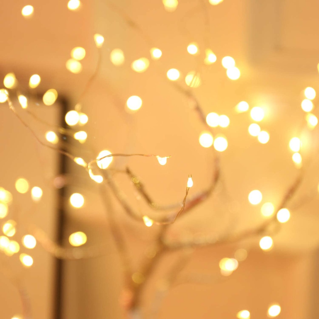 Mini LED Tree Lights Bedroom Night Light and Descktop With  USB and Battery, Copper Wire String Lights ,Touch Switch