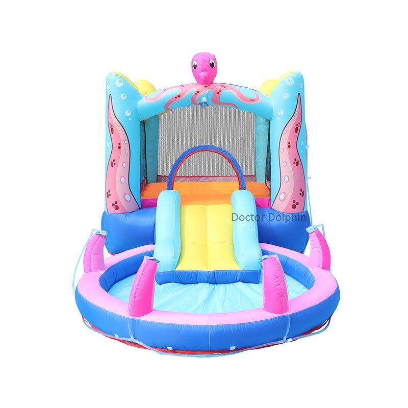 Outdoor Kids Swimming Pool Toy Doctor Floating House Dolphin Octopus Jumping Water Spray Fun Garden With Tube Trampoline