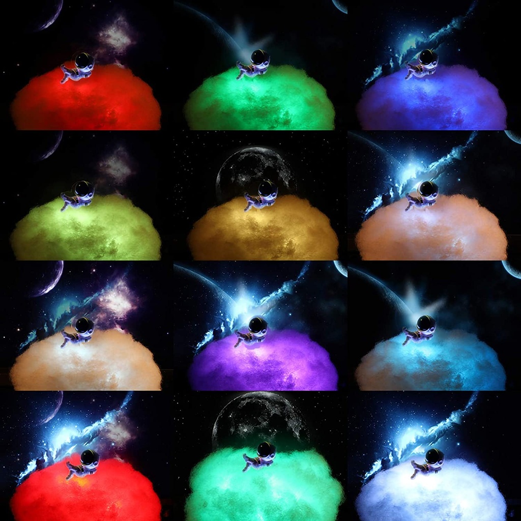 Creative LED Colorful Clouds Astronaut Lamp with Rainbow Effect,Astronaut Lamp with Rainbow Effect As Children's Night Light Cloud Lamps Fixture for Child Girls Boys Room Bedroom Decoration