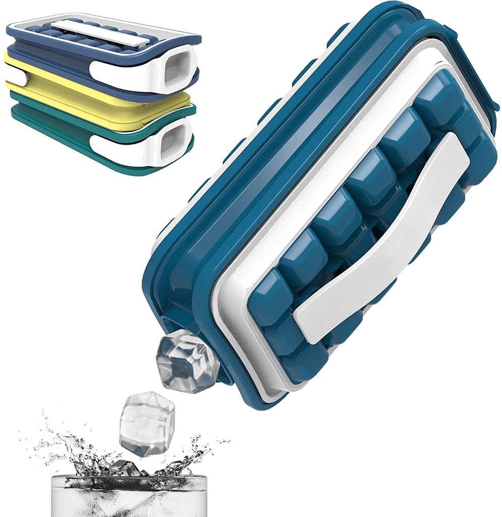 Ice Cube Trays,2 in 1 multifunction Portable Ice Ball Maker Kettle With 18 Grids Flat Body Lid Cooling Ice Pop/Cube Molds,Ice Ball Maker Mold,Easy Release,Ice Maker With Lid