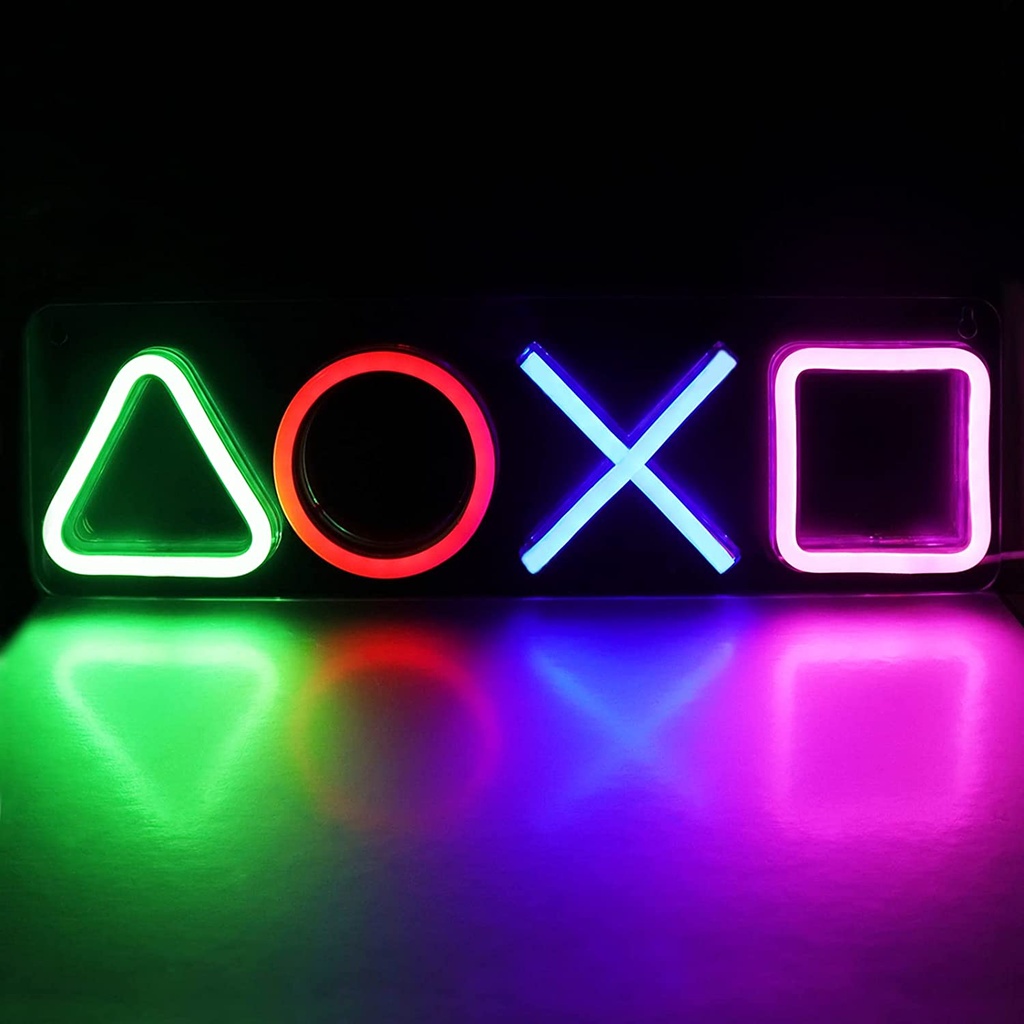 Neon Signs for Playstation Light Icon Gaming, Neon Signs for Bedroom Wall Decor, USB Powered Switch LED Neon Lights for PS5 Game Room, Living Room, Man Cave, Teen, Gamer Room Decor Aesthetic