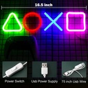 Neon Signs for Playstation Light Icon Gaming, Neon Signs for Bedroom Wall Decor, USB Powered Switch LED Neon Lights for PS5 Game Room, Living Room, Man Cave, Teen, Gamer Room Decor Aesthetic