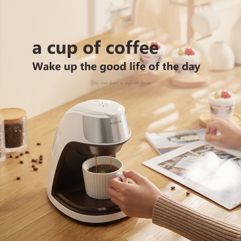KONKA KCF-CS2 Coffee Maker 300ml Home Small Portable Coffee Machine with Coffee Cup - Deep Coffee