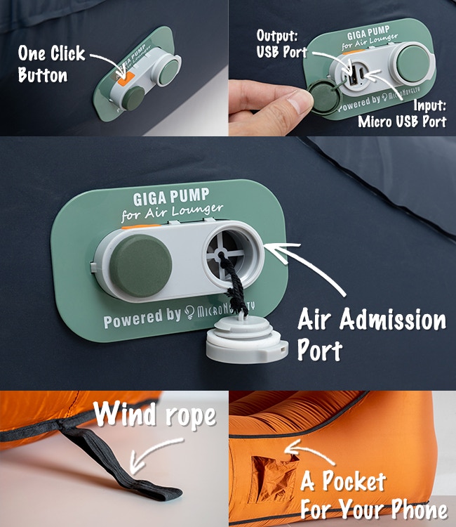 Giga Lounger - MQC001 One-key Automatic Bed in Crowdfunding: The Inflatable Mattress With Integrated Pump And Power-Bank