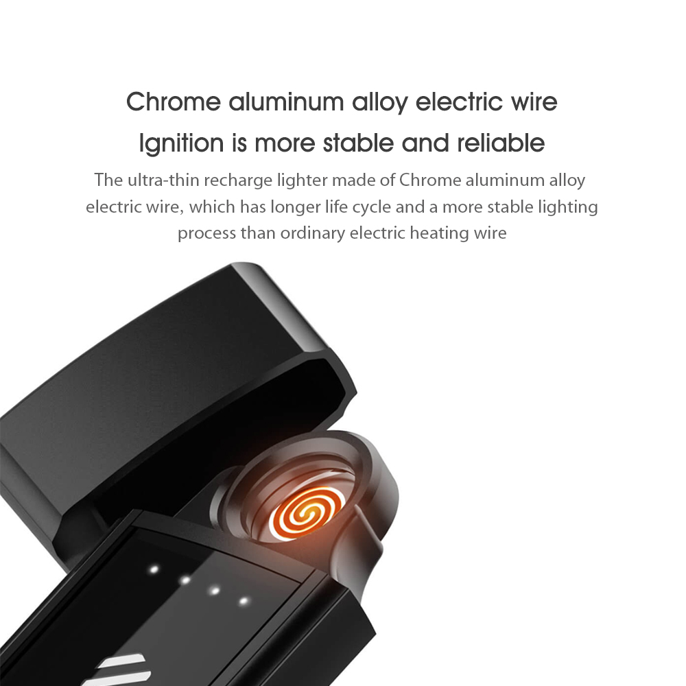 Xiaomi Beebest Ultra-thin Cigarette Lighter Rechargeable Windproof Flameless Lighter Touch Switch Electronic Lighter