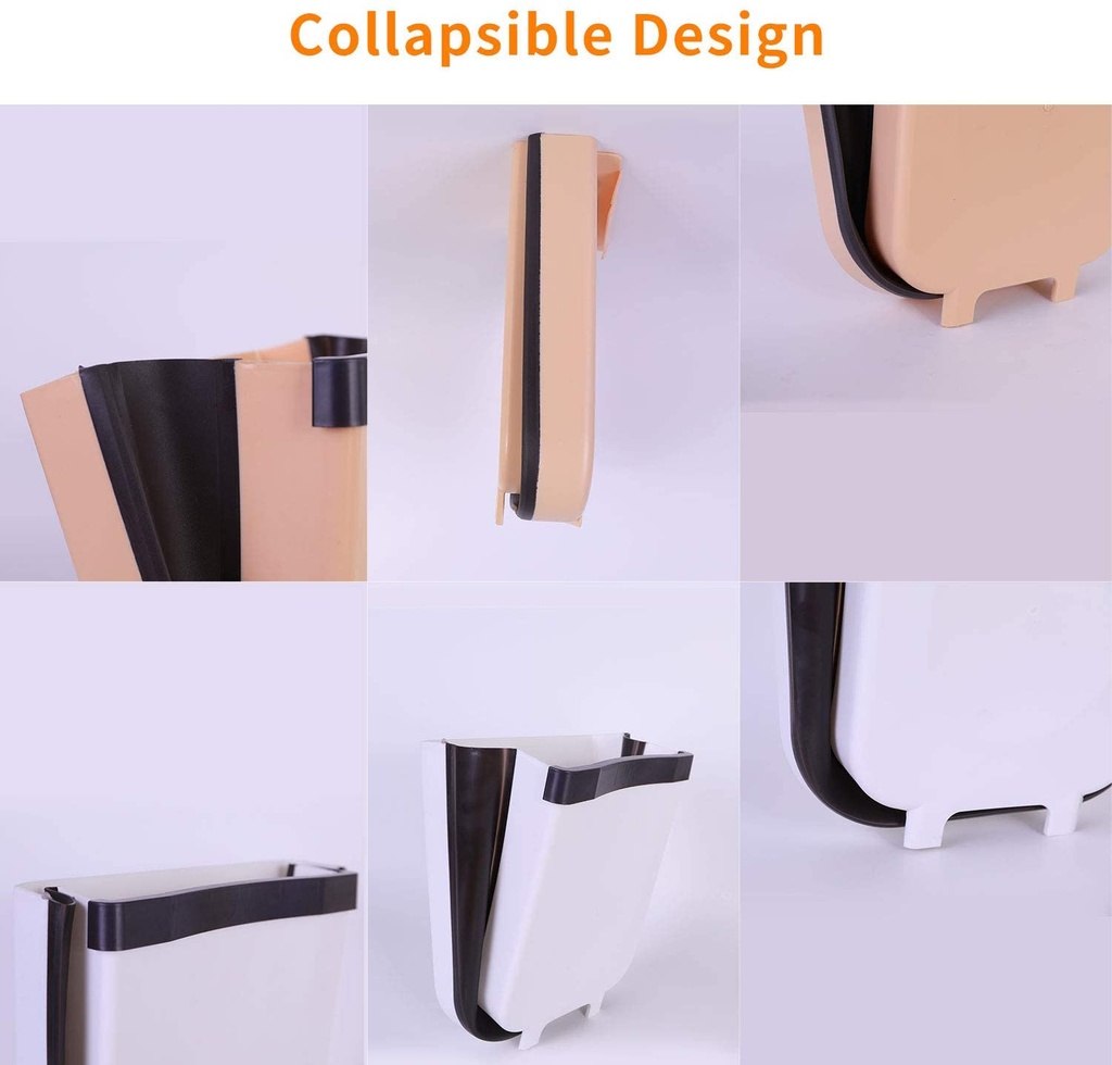Hanging Trash Can/Holder for Kitchen Cabinet Door, Bathroom, Bedroom, Office, Car Portable Home & Outdoor Small-Collapsible-Foldable Waste Bin/Garbage Can (23 * 20 * 5cm)
