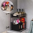 2 LAYER SLIDING UNDER THE SINK ORGANIZER DRAWER IDEAL CABINET BASKET RACK