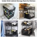 2 LAYER SLIDING UNDER THE SINK ORGANIZER DRAWER IDEAL CABINET BASKET RACK