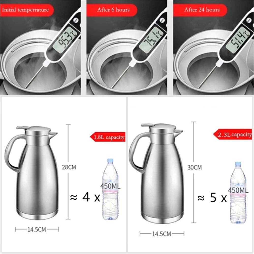 Double Walled Stainless Steel Thermal Kettle / Flask 1.8L