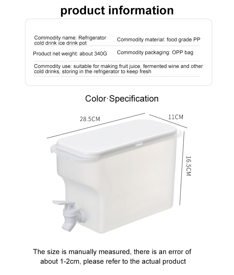 3.5L Cold Water Jug Water Jug for Lemonade Juice Beverage Jar Ice Tea Reusable Mix Drinks Water Jug