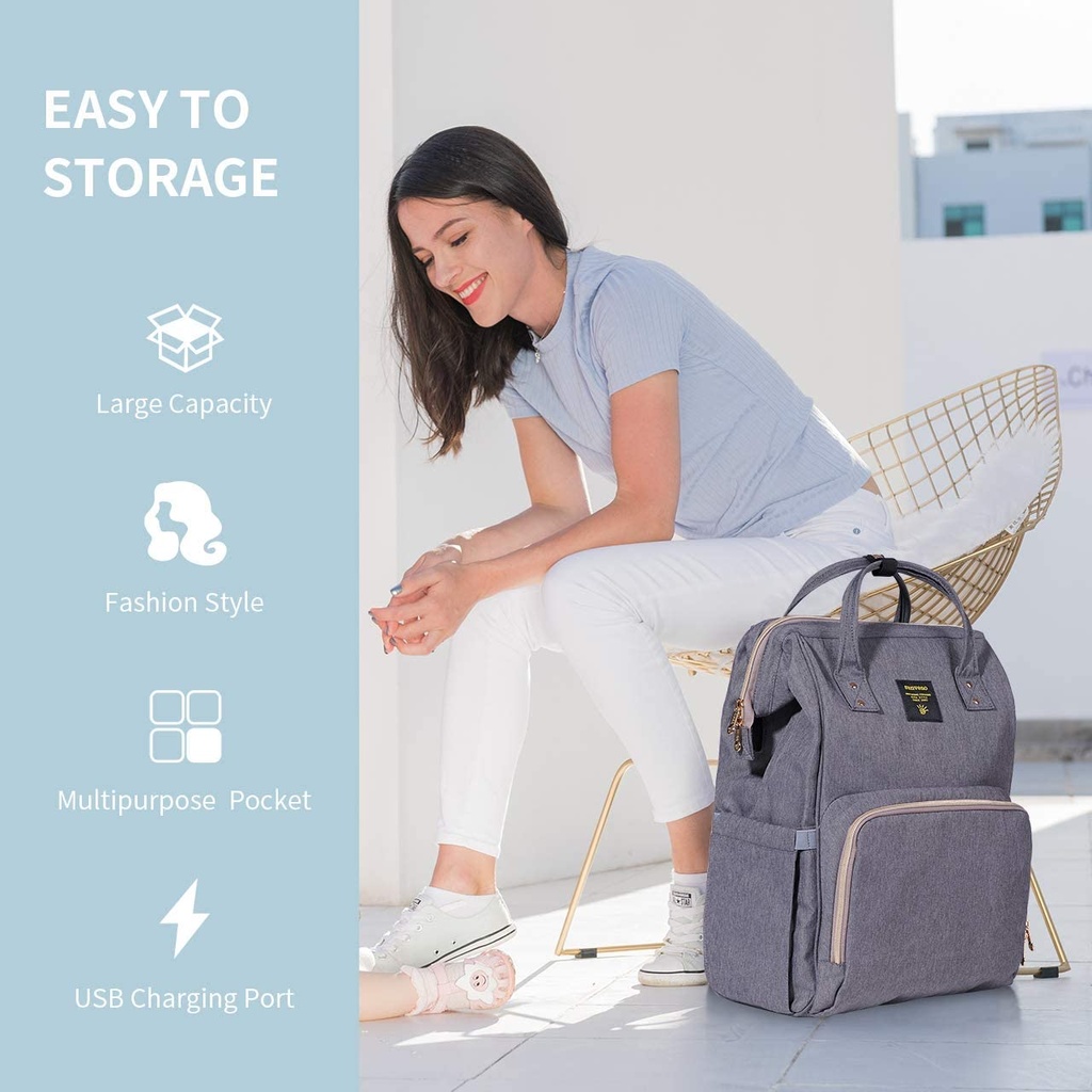 QINDU Baby Multifunctional Changing Waterproof with Large Capacity Backpack
