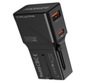 Promate Bundle For Samsung User's 6 in 1 | USB-C To USB-C Data & Charge Cable 60W | USB-C Stereo Earphone | Universal Power-Plug 18W | Car Charger Dual USB 30W | Compact Power-Bank  20,000mAh | RFID Blocking Leatherette Travel Organizer