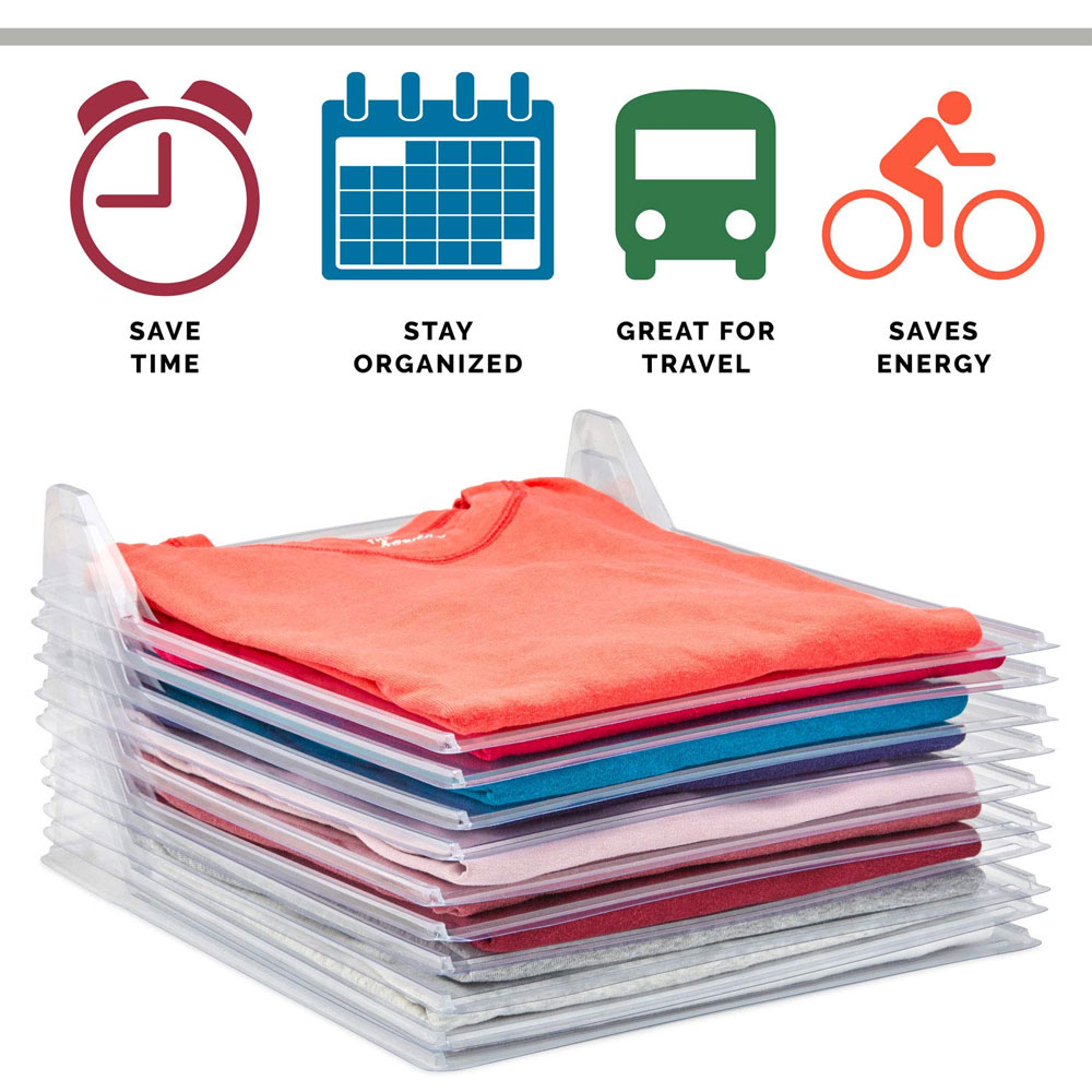 EZSTAX Closet Organizer and Shirt Folder | Regular Size, 10-Pack