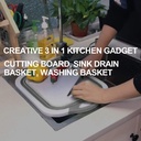 Multi-function 3-in-1 Collapsible Cutting Board Foldable Food Strainers,Drain Basket,Folding Drain Basket, Folding Chopping Board for Kitchen