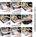 Multi-function 3-in-1 Collapsible Cutting Board Foldable Food Strainers,Drain Basket,Folding Drain Basket, Folding Chopping Board for Kitchen