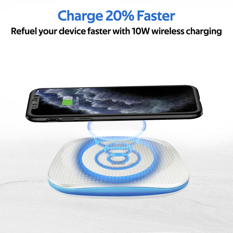 PROMATE AuraPad-4 | 10W | Sleek Design Wireless Charging Pad