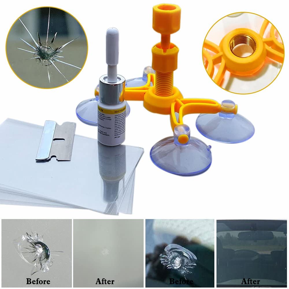 Car Windshield Repair Kit, Windshield Crack Repair Tools Kit for Fix Auto Glass Windshield Crack Chip Scratch
