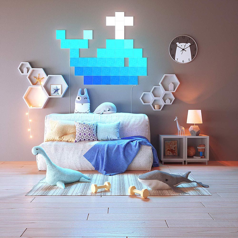 Nanoleaf canvas Smarter Kit - Square Modular LED lights panel expansion- Home decor Touch, Voice, Rythm and Application sensitive- Multicolor - Pack of 9 (NL29-0002SW-9PK)